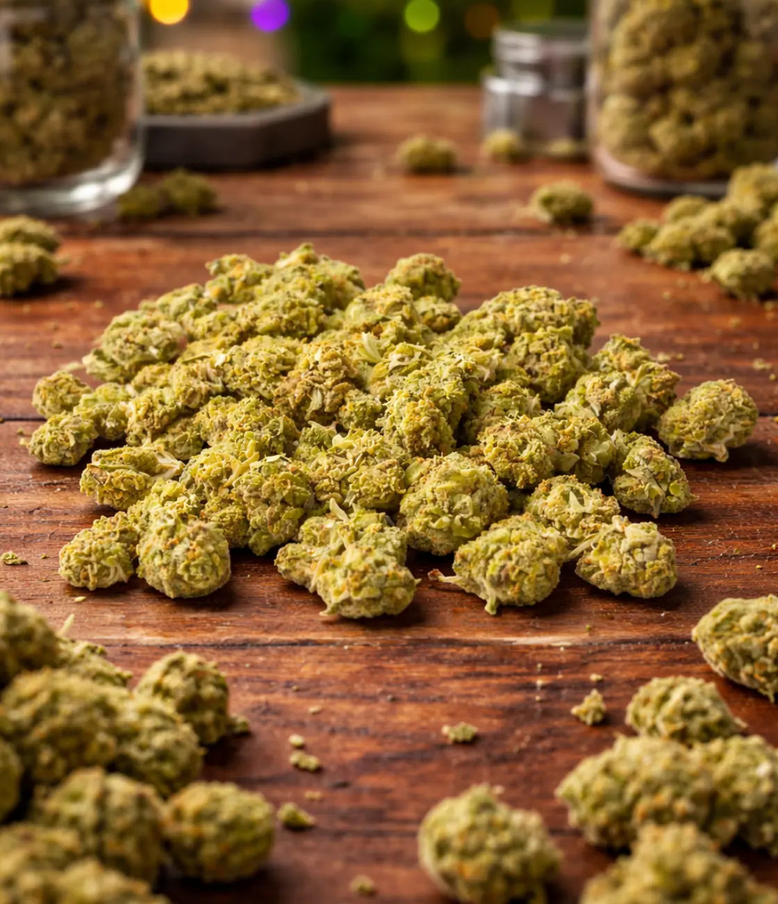 AK-47 CBD en gros plan — terreux, boisés